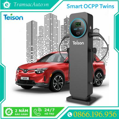 Trụ sạc ô tô điện Tesion đôi - Smart OCPP Twins 2x22kW 32A, màn hình 5 inch, hai cổng sạc Type 2